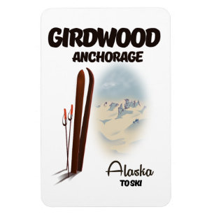 Girdwood anchorage Alaska ski poster Magnet