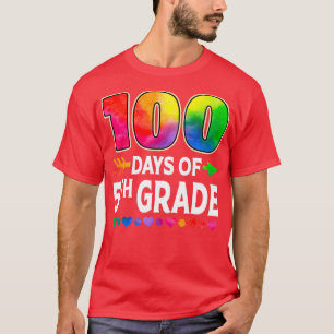 Girl 100 Days Of 5th Grade Heart Tie Dye 100th Day T-Shirt