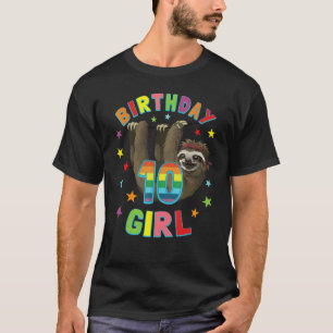 Girl 10th Birthday Sloth 10 Year Old B-day Party K T-Shirt