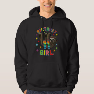 Girl 11th Birthday Sloth 11 Year Old B Day Party Hoodie