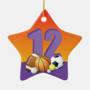 Girl 12th Birthday Sports Balls Ceramic Tree Decoration