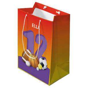 Girl 12th Birthday Sports Balls Medium Gift Bag