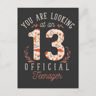 Girl 13th Birthday Looking at an Official Teenager Postcard