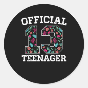 Girl 13th Birthday Official Teenager Classic Round Sticker