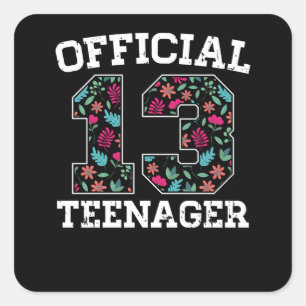 Girl 13th Birthday Official Teenager Square Sticker