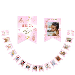 Girl 1st birthday Ballet Pink Ballerina Bunting