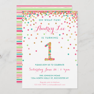 Girl 1st Birthday Invitation first birthday party