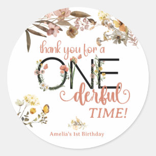 Girl 1st Birthday   Onederful  Classic Round Sticker