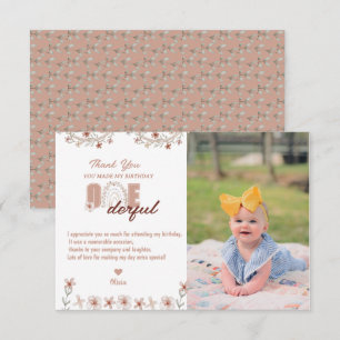 Girl 1st Birthday   Rainbow Boho Thank You Card