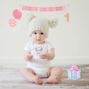 Girl 1st Birthday Unicorn Cat Birthday Baby Girl Bodysuit