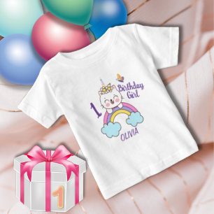 Girl 1st Birthday Unicorn Cat Birthday   Baby T-Shirt