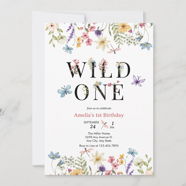 Girl 1st Birthday | Wild One Invitation (Front)