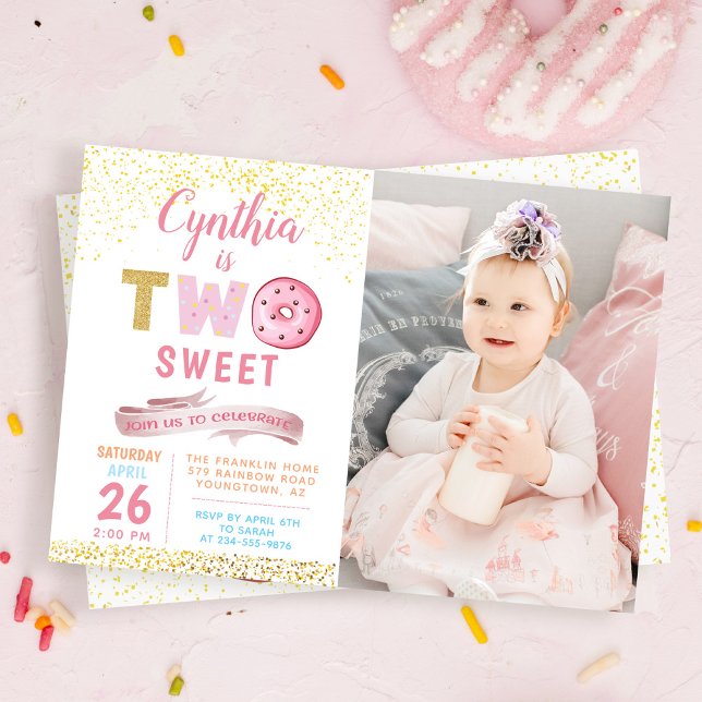 Girl 2nd Birthday Invitation Two Sweet Doughnut Ph (Creator Uploaded)