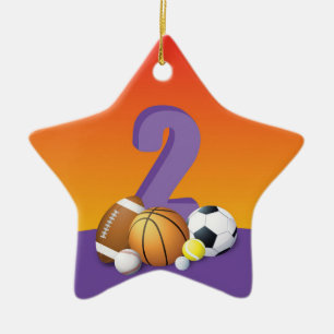 Girl 2nd Birthday Sports Balls Ceramic Tree Decoration