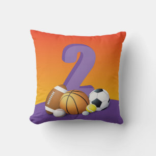 Girl 2nd Birthday Sports Balls Cushion