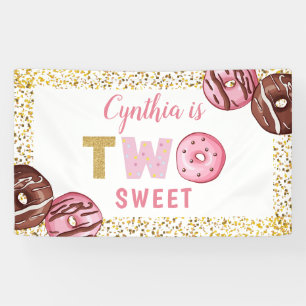 Girl 2nd Birthday Two Sweet Doughnuts Party Banner