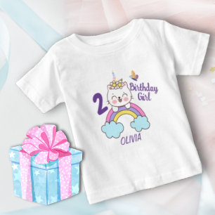 Girl 2nd Birthday Unicorn Cat Birthday  Baby T-Shirt