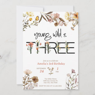 Girl 3rd birthday Flower Girl Birthday Invitation