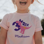 Girl 3rd Birthday Pink Dinosaur with Bow T-Shirt<br><div class="desc">Celebrate your little girl's 2nd Birthday with this pink 2-rex dinosaur with a bow t-shirt! Personalise it by adding your child's name!</div>