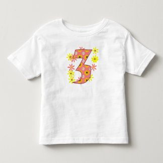 Girl 3rd birthday pink flowers toddler T-Shirt