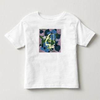 Girl 4th birthday blue flowers toddler T-Shirt