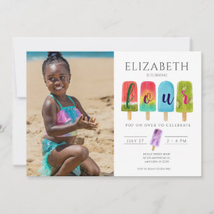 Girl 4th Birthday Popsicle Summer Party Invitation