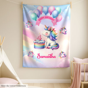 Girl 4th Birthday Unicorn Blanket Pastel Colours