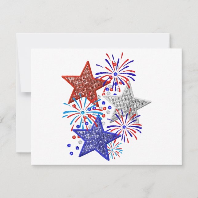 Girl 4th of July Women Red White Blue Star America Invitation (Front)
