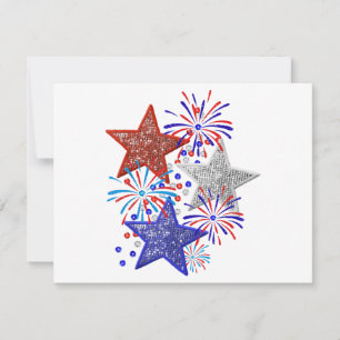 Girl 4th of July Women Red White Blue Star America Invitation