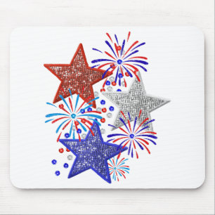 Girl 4th of July Women Red White Blue Star America Mouse Mat