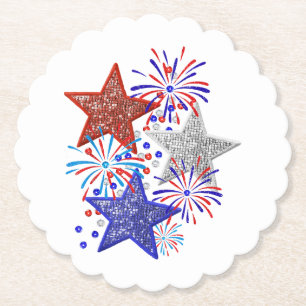 Girl 4th of July Women Red White Blue Star America Paper Coaster