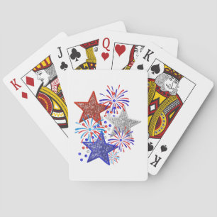 Girl 4th of July Women Red White Blue Star America Playing Cards