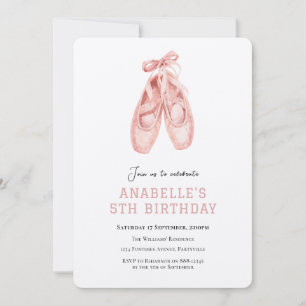 Girl 5th birthday ballet  invitation