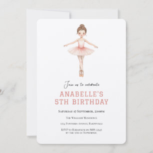 Girl 5th birthday ballet  invitation