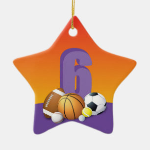 Girl 6th Birthday Sports Balls Ceramic Tree Decoration