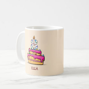 Girl 8th Birthday, 8 on Sweet Pink Cake Coffee Mug