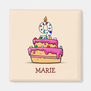 Girl 9th Birthday, 9 on Sweet Pink Cake Magnet