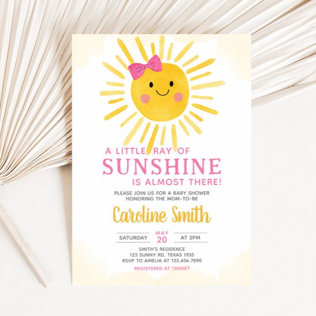Girl A Little Ray of Sunshine Baby Shower Invitation (Girl A Little Ray of Sunshine Baby Shower Invitation)