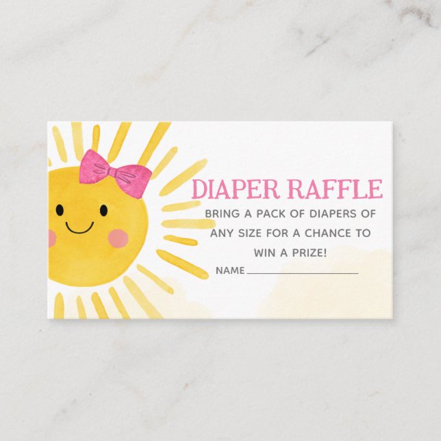 Girl A Little Ray of Sunshine Diaper Raffle Enclosure Card (Front)