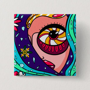 Girl Abstraction Art 15 Cm Square Badge