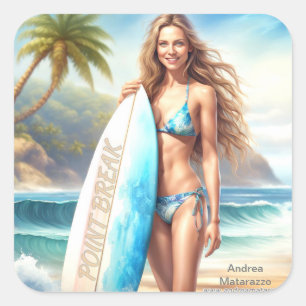 Girl Action Point Break Square Sticker