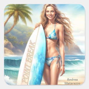 Girl Action Point Break Square Sticker
