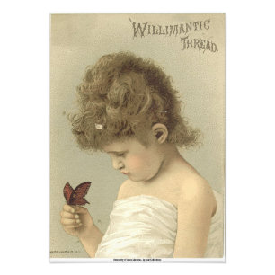 Girl Admiring Butterfly  Ephemera Photo Print