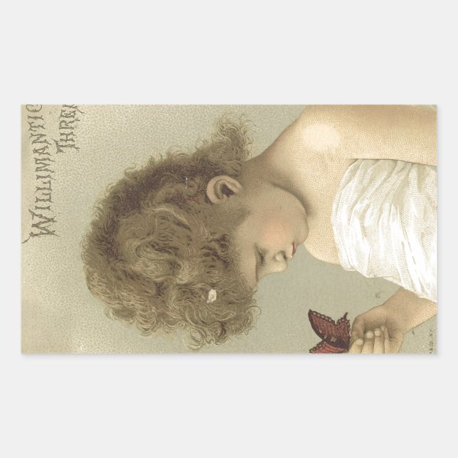 Girl Admiring Butterfly  Ephemera Rectangular Sticker (Front)