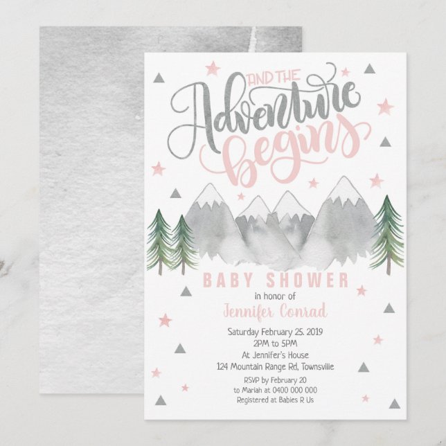 Girl Adventure Baby Shower Invitation (Front/Back)