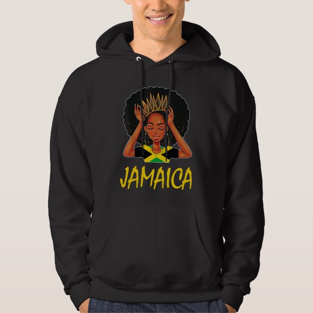 Girl Afro Pride Patriotic Melanin Proud Jamaican Q Hoodie (Front)