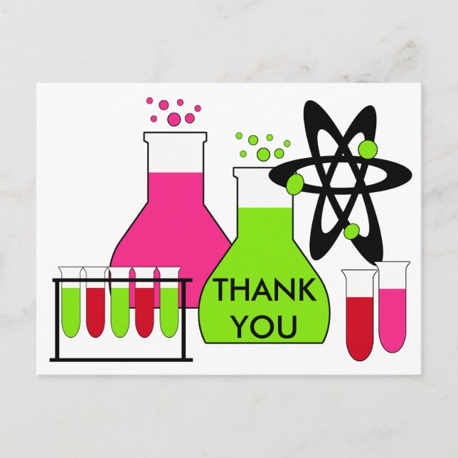 Girl All About Science Thank You Postcard (Front)