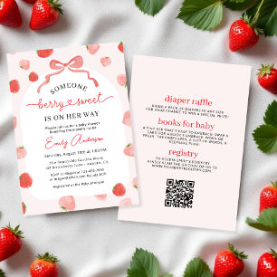 Girl All in One Berry Sweet Bow Baby Shower Invitation