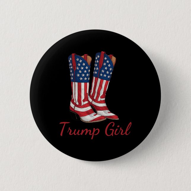 Girl American Flag Vote Trump Girl Republican Cowg 6 Cm Round Badge (Front)