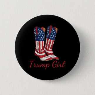 Girl American Flag Vote Trump Girl Republican Cowg 6 Cm Round Badge